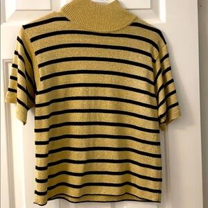 Lisa Originals Sparkle Gold & Black Stripe Metallic Cotton Blend Top Size Medium
